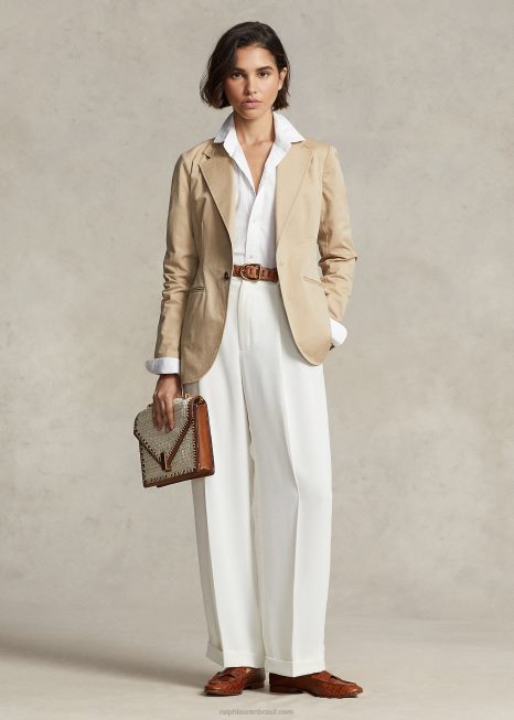 blazer sarja stretch BD6J3191 mulheres Ralph Lauren bronzeado