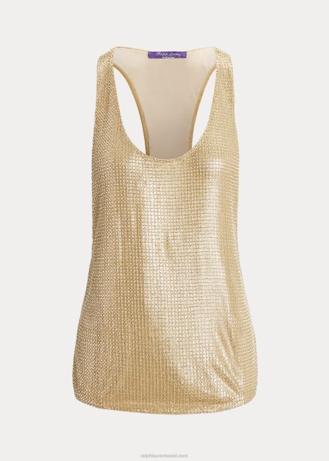 blusa de tule enfeitada presling BD6J3553 mulheres Ralph Lauren champanhe