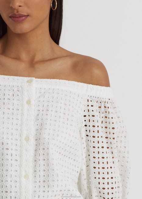 blusa ombro a ombro em algodão BD6J4366 mulheres Ralph Lauren branco