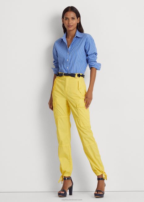 calça cargo de sarja peso pena BD6J9526 mulheres Ralph Lauren peixe-lua amarelo