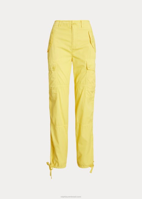 calça cargo de sarja peso pena BD6J9526 mulheres Ralph Lauren peixe-lua amarelo