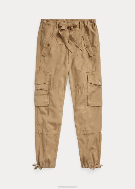 calça cargo sarja mistura de linho BD6J9199 mulheres Ralph Lauren