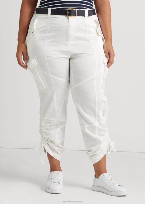 calça cargo shantung BD6J4800 mulheres Ralph Lauren branco