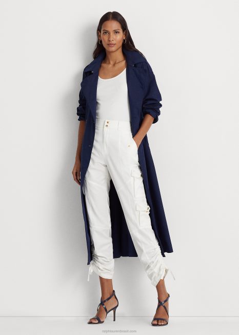 calça cargo shantung BD6J4850 mulheres Ralph Lauren branco