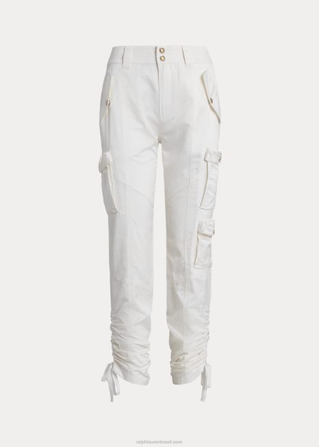 calça cargo shantung BD6J4850 mulheres Ralph Lauren branco