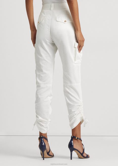 calça cargo shantung BD6J4850 mulheres Ralph Lauren branco