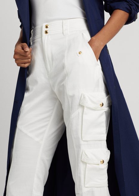 calça cargo shantung BD6J4850 mulheres Ralph Lauren branco