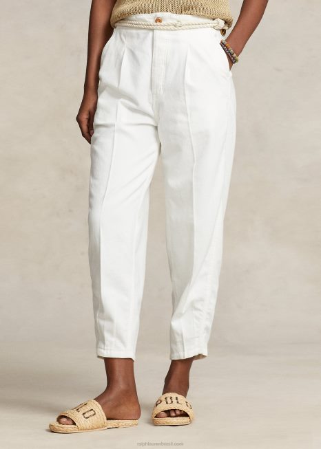 calça chino cenoura BD6J2959 mulheres Ralph Lauren branco