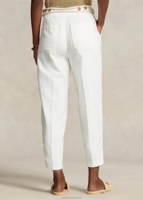 calça chino cenoura BD6J2959 mulheres Ralph Lauren branco