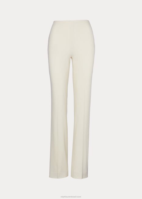 calça crepe de lã alandra BD6J3459 mulheres Ralph Lauren creme de luxo