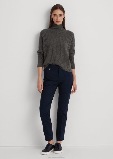 calça de algodão stretch dupla face BD6J4176 mulheres Ralph Lauren marinha