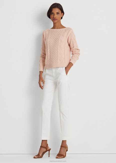 calça de mistura de algodão elástico BD6J4065 mulheres Ralph Lauren branco