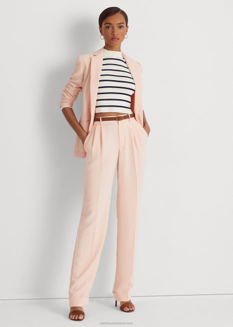 calça georgette dupla face plissada BD6J9427 mulheres Ralph Lauren Rosa pálido