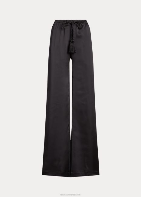 calça larga charmeuse BD6J3891 mulheres Ralph Lauren preto