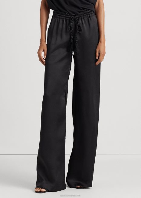 calça larga charmeuse BD6J4334 mulheres Ralph Lauren preto
