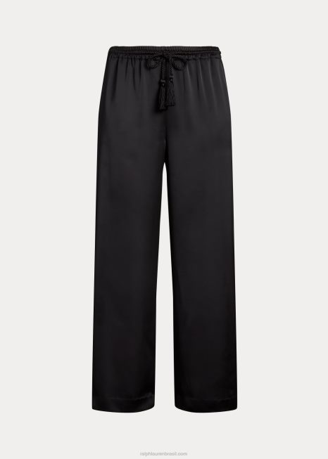calça larga charmeuse BD6J4565 mulheres Ralph Lauren preto