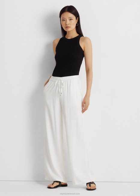 calça larga em sarja BD6J3929 mulheres Ralph Lauren branco