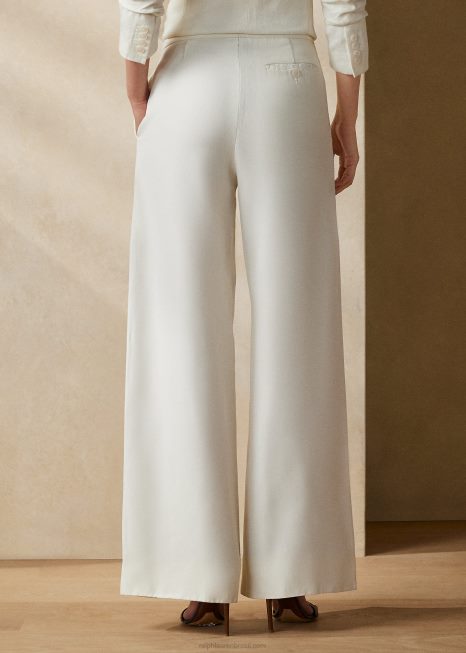 calça linho linho leora BD6J3497 mulheres Ralph Lauren off white
