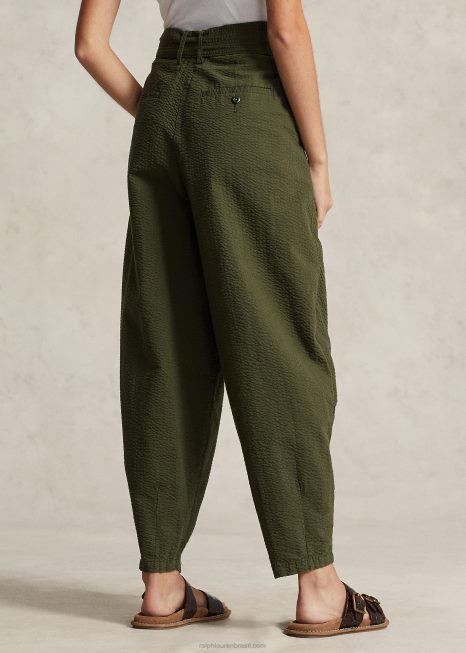 calça oversized algodão BD6J9192 mulheres Ralph Lauren Oliva