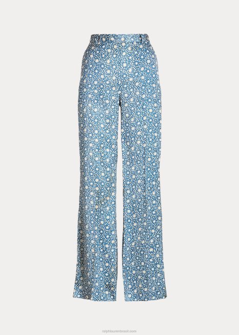 calça pantalona de cetim com motivo starburst BD6J3109 mulheres Ralph Lauren impressão radiante