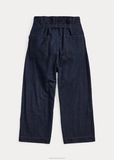 calça pantalona jeans linho linho BD6J3665 mulheres Ralph Lauren índigo