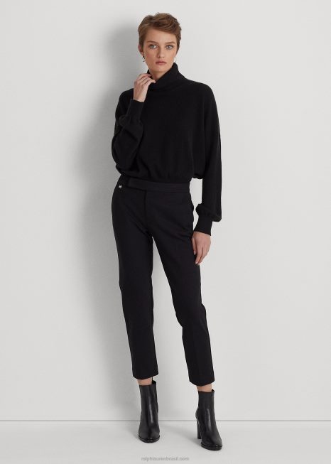 calça ponte reta BD6J9460 mulheres Ralph Lauren preto