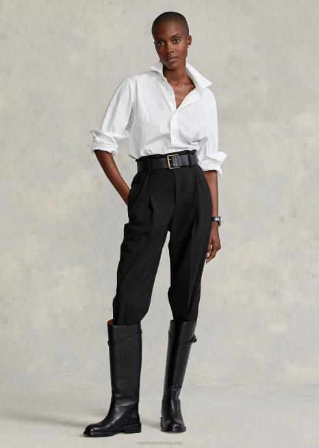 calça reta com cinto BD6J4758 mulheres Ralph Lauren