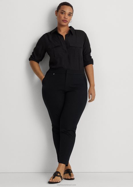 calça skinny sarja de algodão BD6J4715 mulheres Ralph Lauren preto