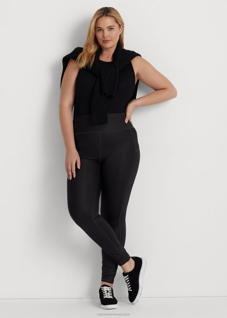 legging jersey revestido BD6J4713 mulheres Ralph Lauren preto