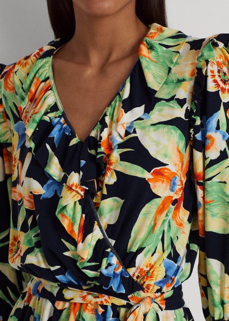 top peplum com cinto em jérsei floral BD6J4869 mulheres Ralph Lauren marinho multi