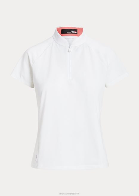 camisa híbrida de ajuste personalizado BD6J3566 mulheres Ralph Lauren cerâmica branca/rosa do deserto