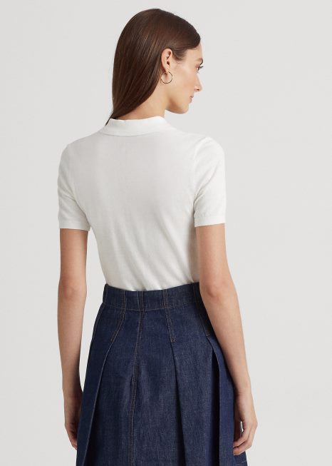 camisa pólo de jérsei BD6J4884 mulheres Ralph Lauren branco