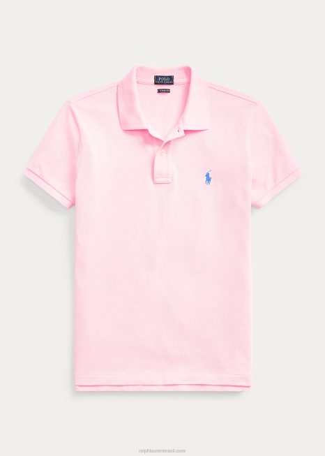 camisa pólo de malha de ajuste clássico BD6J9213 mulheres Ralph Lauren rosa carmelo