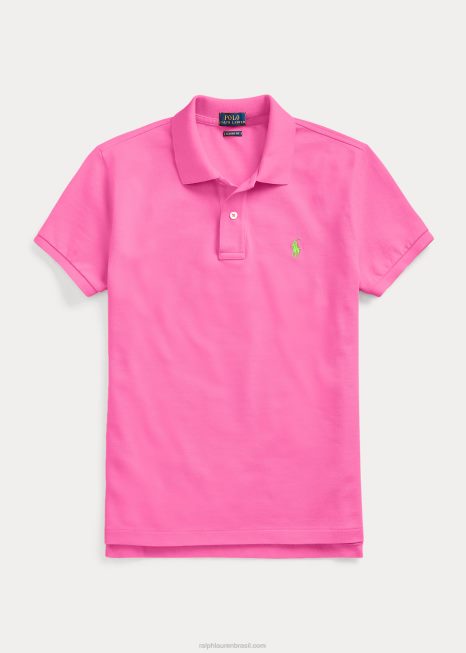camisa pólo de malha de ajuste clássico BD6J9214 mulheres Ralph Lauren dalia rosa