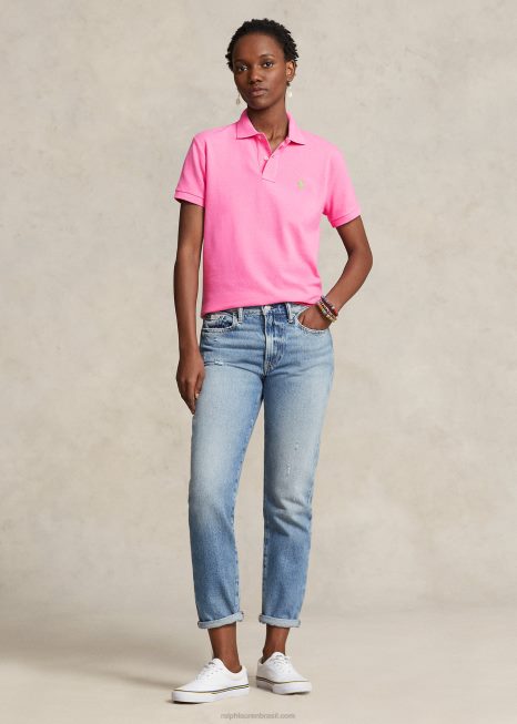camisa pólo de malha de ajuste clássico BD6J9214 mulheres Ralph Lauren dalia rosa