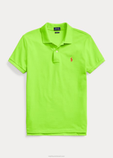 camisa pólo de malha de ajuste clássico BD6J9222 mulheres Ralph Lauren kiwi limão
