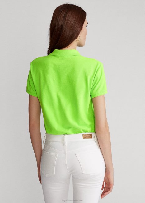 camisa pólo de malha de ajuste clássico BD6J9222 mulheres Ralph Lauren kiwi limão