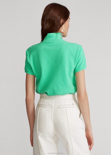 camisa pólo de malha de ajuste clássico BD6J9223 mulheres Ralph Lauren pôr do sol verde