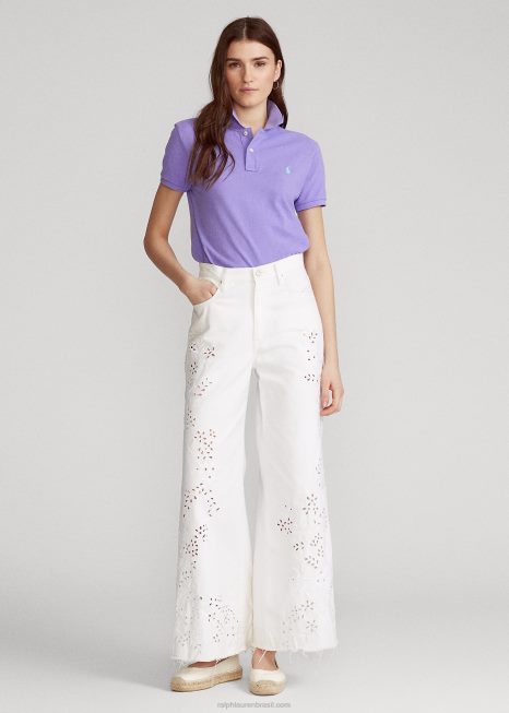 camisa pólo de malha de ajuste clássico BD6J9236 mulheres Ralph Lauren cacto roxo