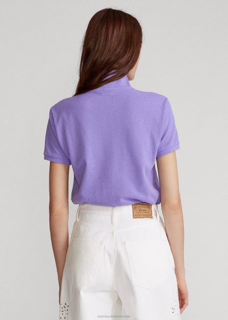 camisa pólo de malha de ajuste clássico BD6J9236 mulheres Ralph Lauren cacto roxo
