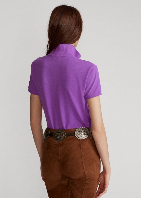 camisa pólo de malha de ajuste clássico BD6J9237 mulheres Ralph Lauren paloma roxo