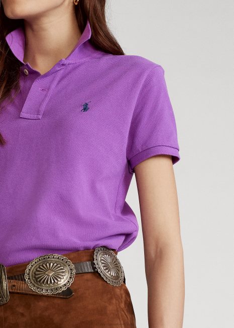 camisa pólo de malha de ajuste clássico BD6J9237 mulheres Ralph Lauren paloma roxo