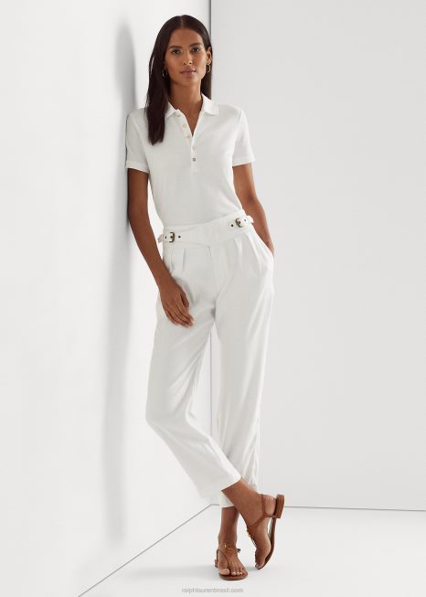 camisa pólo piquê BD6J4015 mulheres Ralph Lauren branco