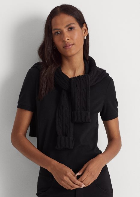 camisa pólo piquê BD6J4016 mulheres Ralph Lauren preto