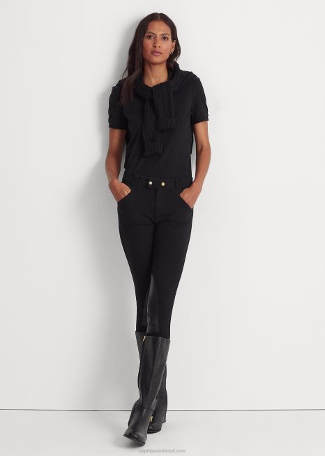 camisa pólo piquê BD6J4016 mulheres Ralph Lauren preto