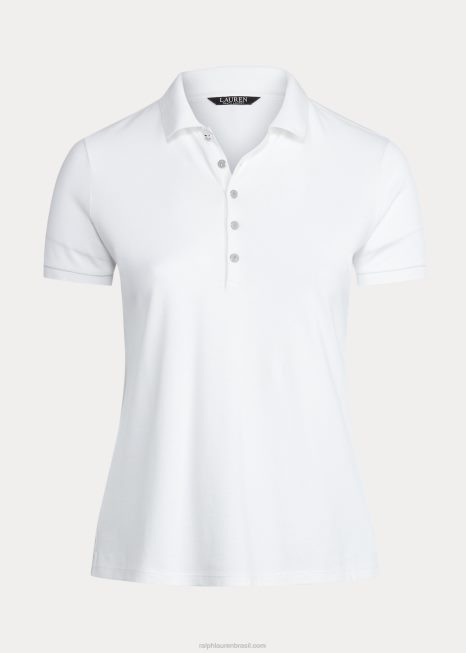 camisa pólo piquê BD6J4714 mulheres Ralph Lauren branco