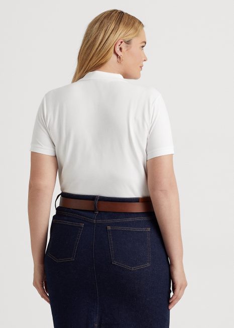 camisa pólo piquê BD6J4714 mulheres Ralph Lauren branco