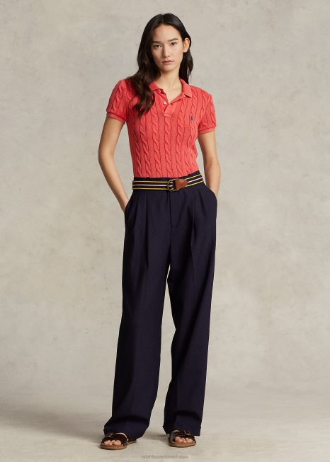 camisa polo de tricô slim fit BD6J3021 mulheres Ralph Lauren rl2000 vermelho