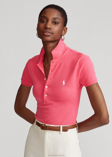 camisa polo slim fit BD6J3243 mulheres Ralph Lauren Rosa quente