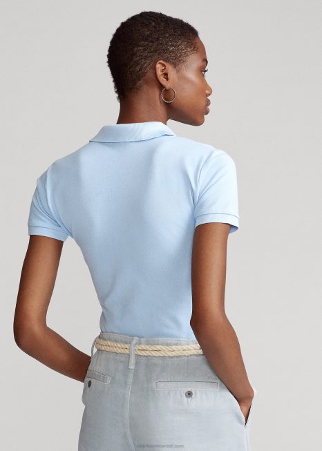 camisa polo slim fit BD6J3260 mulheres Ralph Lauren escritório azul